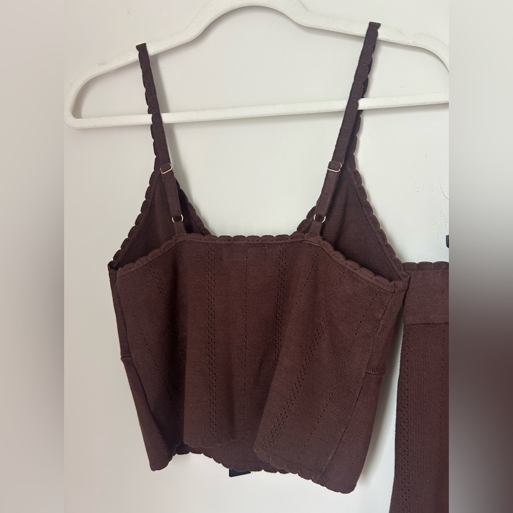 House of Harlow 1960 Brown knit tank top and flare maxi Skirt two piece set - Picture 7 of 9